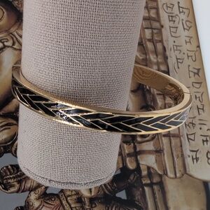 J. Crew Gold and Black Chevron Bangle